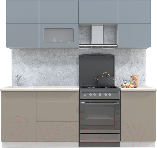 Изображение товара Кухонный гарнитур Интерлиния Мила Матте 2.2 Б (океан/луна/травертин серый)