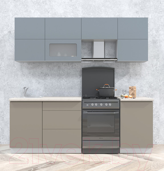 Изображение товара Кухонный гарнитур Интерлиния Мила Матте 2.2 Б (океан/луна/травертин серый)