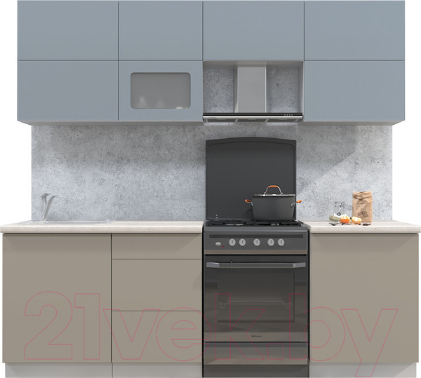 Изображение товара Кухонный гарнитур Интерлиния Мила Матте 2.3 Б (океан/луна/травертин серый)