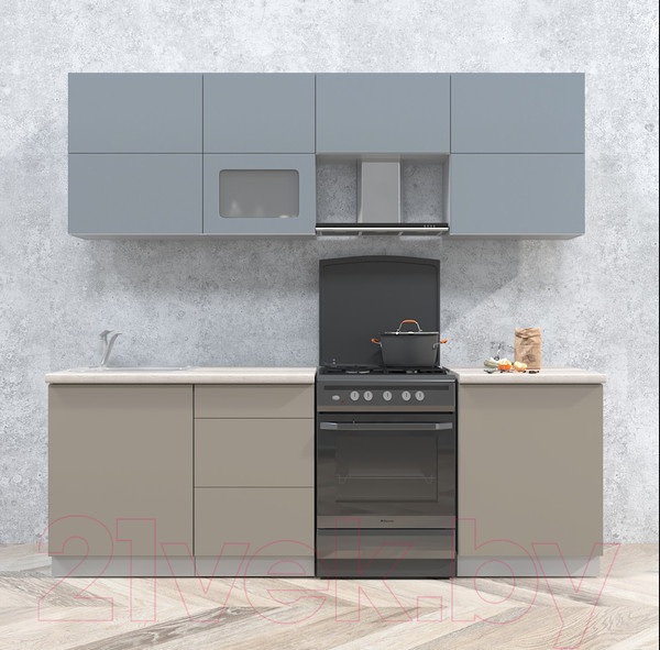 Изображение товара Кухонный гарнитур Интерлиния Мила Матте 2.3 Б (океан/луна/травертин серый)