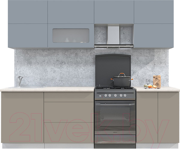 Изображение товара Кухонный гарнитур Интерлиния Мила Матте 2.5 Б (океан/луна/травертин серый)