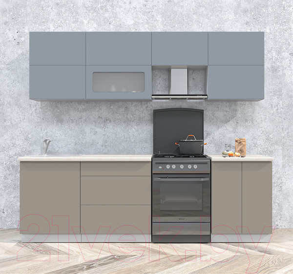 Изображение товара Кухонный гарнитур Интерлиния Мила Матте 2.5 Б (океан/луна/травертин серый)