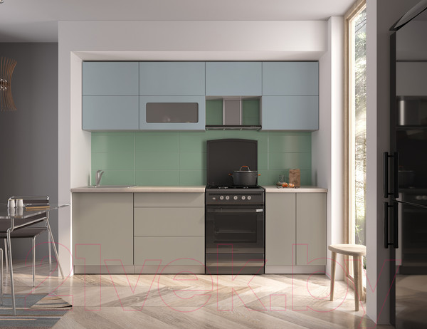 Изображение товара Кухонный гарнитур Интерлиния Мила Матте 2.5 Б (океан/луна/травертин серый)