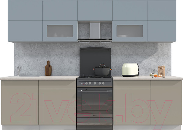Изображение товара Кухонный гарнитур Интерлиния Мила Матте 2.9 Б (океан/луна/травертин серый)