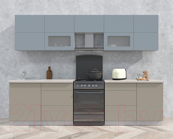 Изображение товара Кухонный гарнитур Интерлиния Мила Матте 2.9 Б (океан/луна/травертин серый)