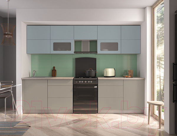 Изображение товара Кухонный гарнитур Интерлиния Мила Матте 2.9 Б (океан/луна/травертин серый)