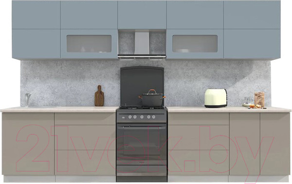 Изображение товара Кухонный гарнитур Интерлиния Мила Матте 3.3 Б (океан/луна/травертин серый)