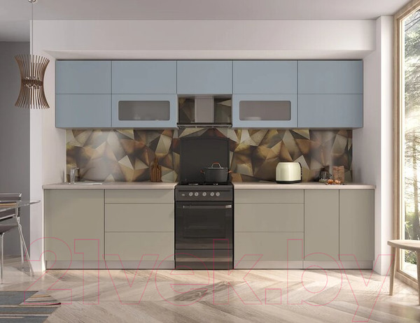 Изображение товара Кухонный гарнитур Интерлиния Мила Матте 3.3 Б (океан/луна/травертин серый)