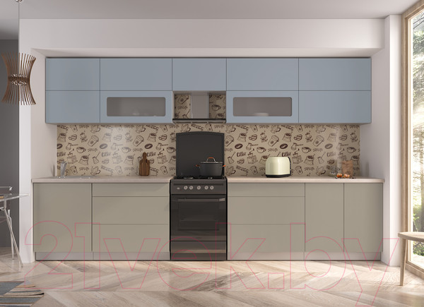 Изображение товара Кухонный гарнитур Интерлиния Мила Матте 3.6 Б (океан/луна/травертин серый)