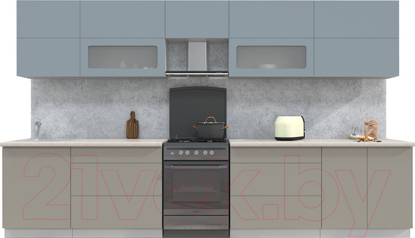 Изображение товара Кухонный гарнитур Интерлиния Мила Матте 3.6 Б (океан/луна/травертин серый)