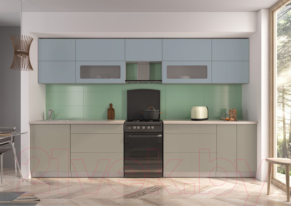 Изображение товара Кухонный гарнитур Интерлиния Мила Матте 3.4 Б (океан/луна/травертин серый)