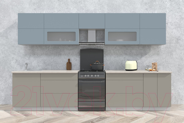 Изображение товара Кухонный гарнитур Интерлиния Мила Матте 3.4 Б (океан/луна/травертин серый)
