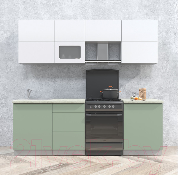 Изображение товара Кухонный гарнитур Интерлиния Мила Матте 2.3 Б (белый/мята/опал светлый)