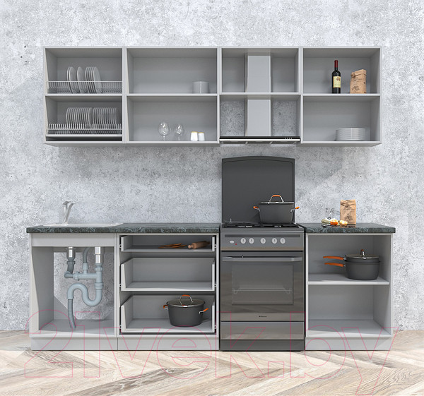 Изображение товара Кухонный гарнитур Интерлиния Мила Матте 2.5 Б (белый/белый/опал светлый)