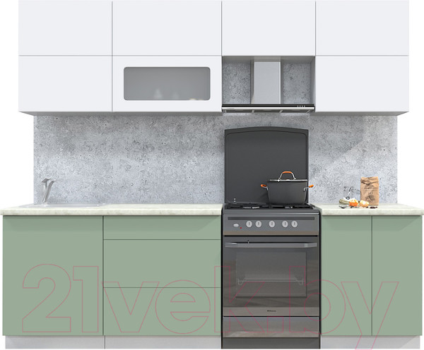 Изображение товара Кухонный гарнитур Интерлиния Мила Матте 2.5 Б (белый/мята/опал светлый)