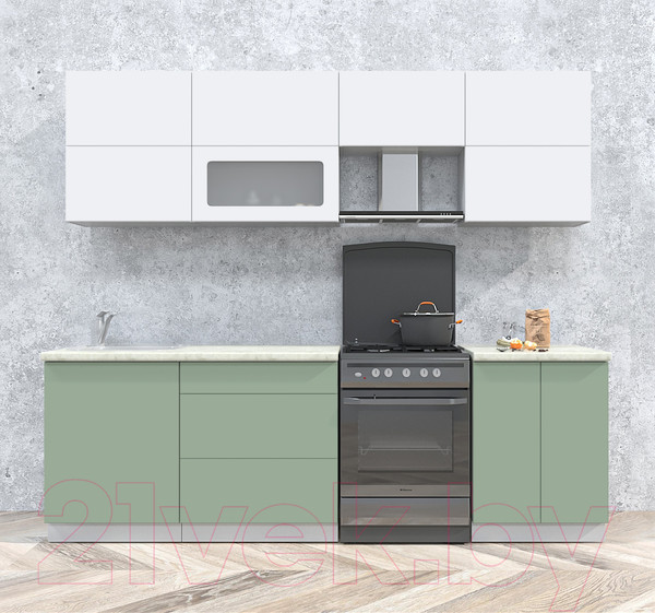 Изображение товара Кухонный гарнитур Интерлиния Мила Матте 2.5 Б (белый/мята/опал светлый)
