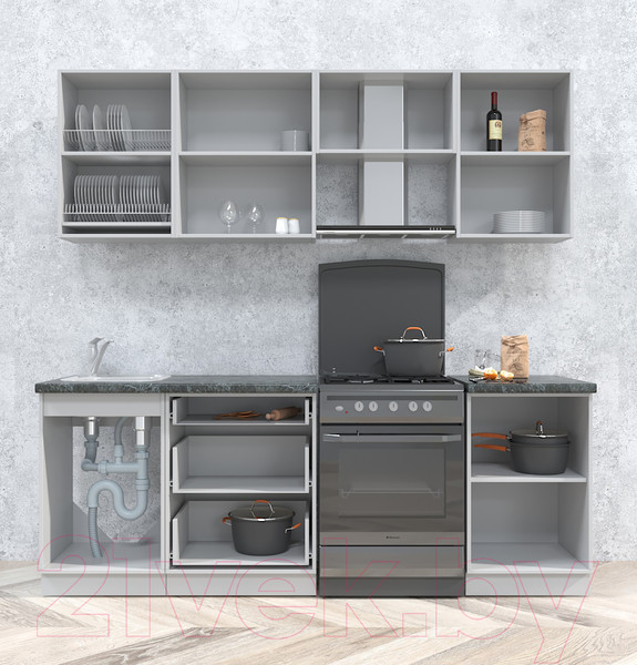 Изображение товара Кухонный гарнитур Интерлиния Мила Матте 2.2 Б (белый/белый/кастилло темный)