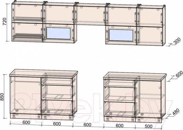 Изображение товара Кухонный гарнитур Интерлиния Мила Матте 1.5x2.9 Б левая (белый/луна/опал светлый)