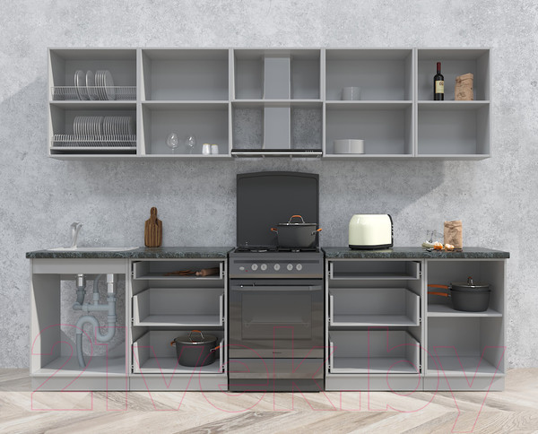 Изображение товара Кухонный гарнитур Интерлиния Мила Матте 1.5x2.9 Б левая (белый/луна/опал светлый)