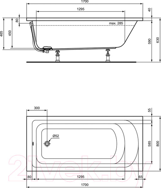 Изображение товара Ванна акриловая Ideal Standard Hotline K274701 170x80