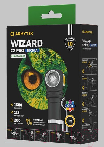 Изображение товара Фонарь Armytek Wizard C2 Pro Nichia Magnet USB/ F06801W (Теплый)
