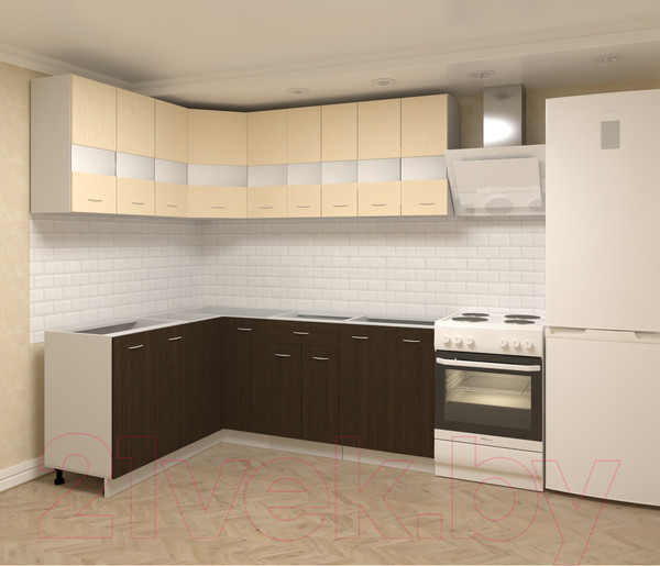 Изображение товара Кухонный гарнитур Кортекс-мебель Корнелия Экстра 1.5x2.0 без столешницы (дуб сонома)