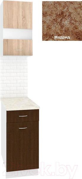 Изображение товара Комплект кухонных модулей Кортекс-мебель Корнелия Экстра 40р1ш правый (дуб сонома/венге/мадрид)