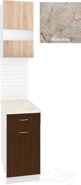 Изображение товара Комплект кухонных модулей Кортекс-мебель Корнелия Экстра 40р1ш правый (дуб сонома/венге/марсель)