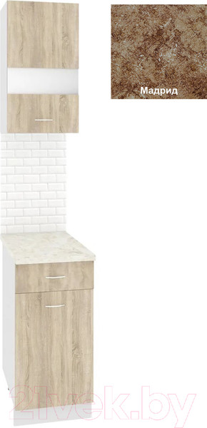 Изображение товара Комплект кухонных модулей Кортекс-мебель Корнелия Экстра 40р1ш правый (дуб сонома/мадрид)