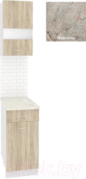 Изображение товара Комплект кухонных модулей Кортекс-мебель Корнелия Экстра 40р1ш правый (дуб сонома/марсель)