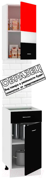 Изображение товара Комплект кухонных модулей Кортекс-мебель Корнелия Экстра 40р1ш без столешницы правый (дуб сонома/венге)