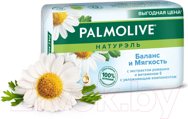 Изображение товара Мыло твердое Palmolive Баланс и Мягкость с экстрактом ромашки и витамином (150г)