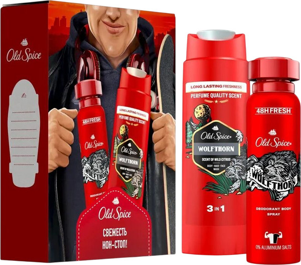 Изображение товара Подарочный набор Old Spice Wolfthorn дезодорант-спрей 150мл + Гель для душа 250мл 