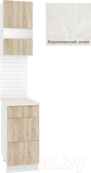 Изображение товара Комплект кухонных модулей Кортекс-мебель Корнелия Экстра 40р3ш правый (дуб сонома/королевский опал)