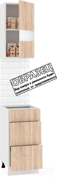 Изображение товара Комплект кухонных модулей Кортекс-мебель Корнелия Экстра 40р3ш без столешницы правый (дуб сонома/венге)