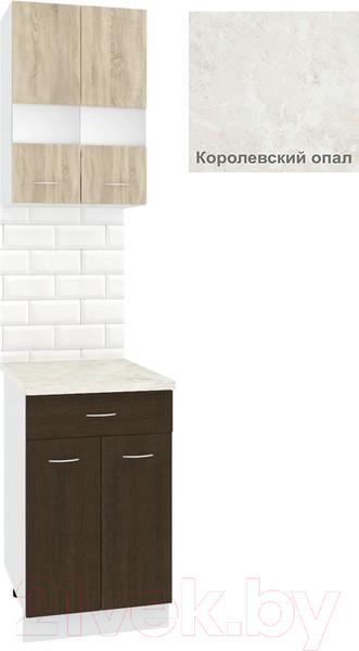 Изображение товара Комплект кухонных модулей Кортекс-мебель Корнелия Экстра 50р1ш2д (дуб сонома/венге/королевский опал)