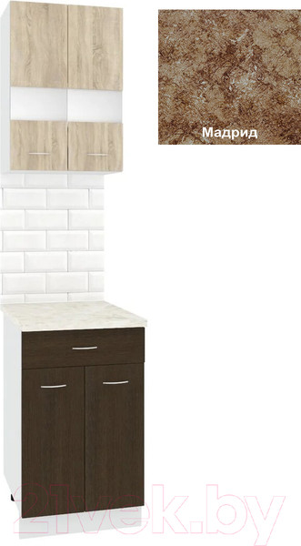 Изображение товара Комплект кухонных модулей Кортекс-мебель Корнелия Экстра 50р1ш2д (дуб сонома/венге/мадрид)