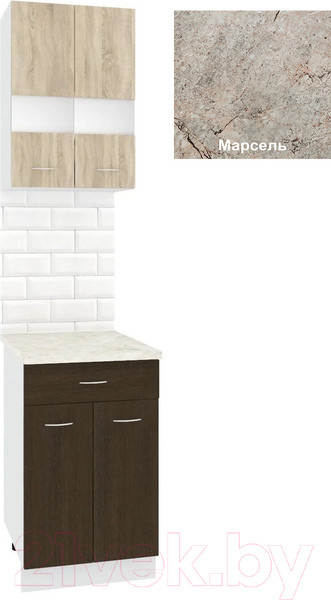 Изображение товара Комплект кухонных модулей Кортекс-мебель Корнелия Экстра 50р1ш2д (дуб сонома/венге/марсель)