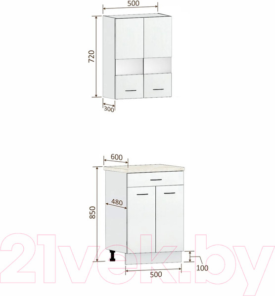 Изображение товара Комплект кухонных модулей Кортекс-мебель Корнелия Экстра 50р1ш2д (дуб сонома/венге/марсель)