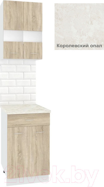 Изображение товара Комплект кухонных модулей Кортекс-мебель Корнелия Экстра 50р1ш2д (дуб сонома/королевский опал)