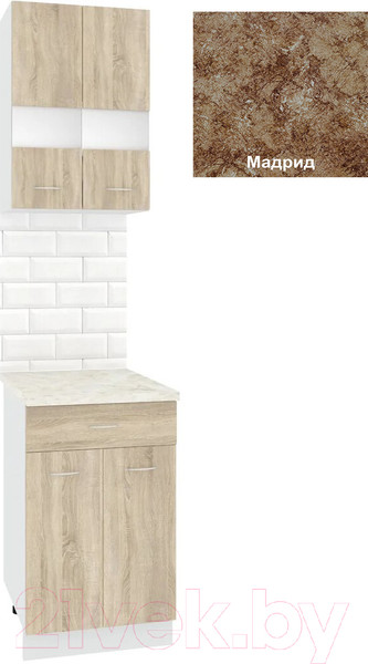 Изображение товара Комплект кухонных модулей Кортекс-мебель Корнелия Экстра 50р1ш2д (дуб сонома/мадрид)