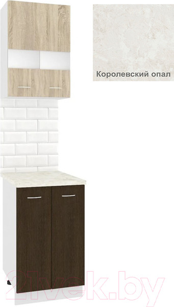 Изображение товара Комплект кухонных модулей Кортекс-мебель Корнелия Экстра 50р2д (дуб сонома/венге/королевский опал)