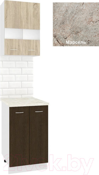 Изображение товара Комплект кухонных модулей Кортекс-мебель Корнелия Экстра 50р2д (дуб сонома/венге/марсель)