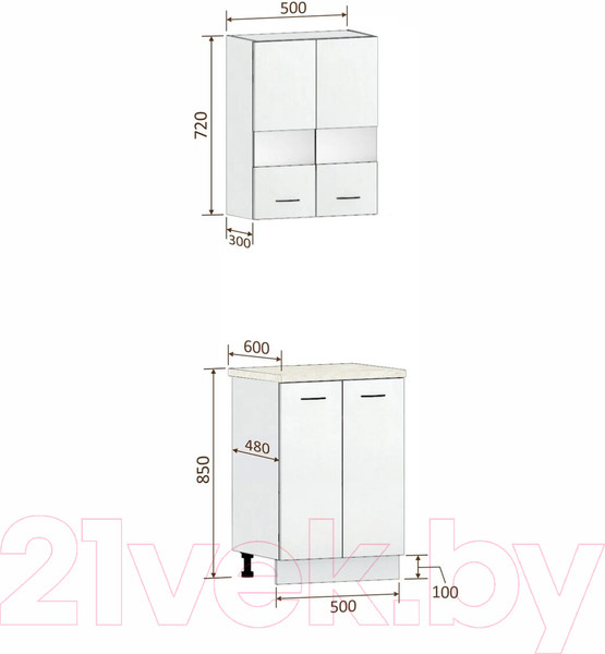 Изображение товара Комплект кухонных модулей Кортекс-мебель Корнелия Экстра 50р2д (дуб сонома/венге/марсель)