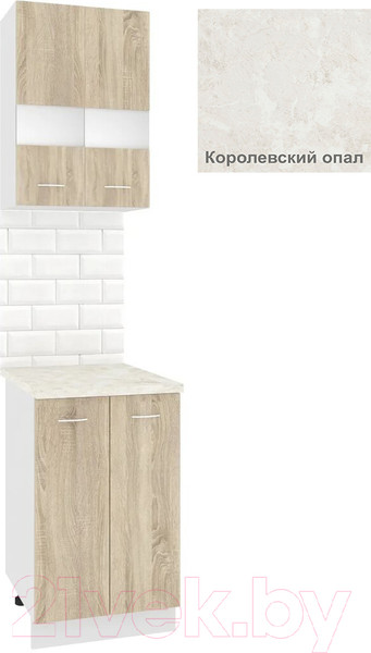 Изображение товара Комплект кухонных модулей Кортекс-мебель Корнелия Экстра 50р2д (дуб сонома/королевский опал)