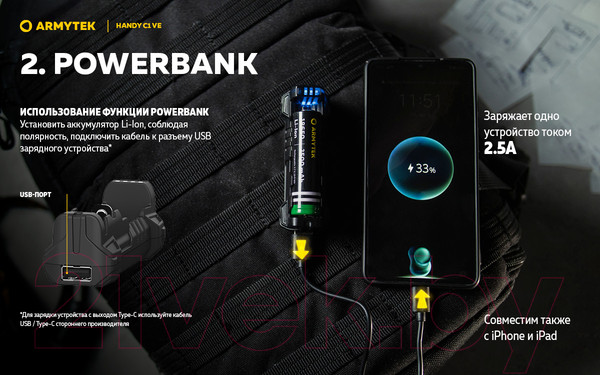Изображение товара Зарядное устройство для аккумуляторов Armytek Handy C1 VE / A03801