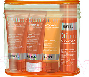 Изображение товара Набор косметики для тела и волос Estel Otium Summer Шампунь+Бальзам+Спрей+Гель+косметичка (100мл+100мл+100мл+100мл)