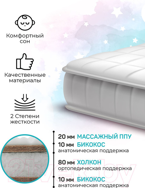 Изображение товара Матрас в кроватку Amarobaby Ortho Massage / AMARO-331260-OM