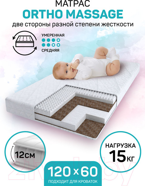 Изображение товара Матрас в кроватку Amarobaby Ortho Massage / AMARO-331260-OM