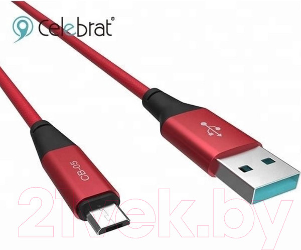 Изображение товара Кабель Celebrat CB-05 MicroUSB (1м, красный)